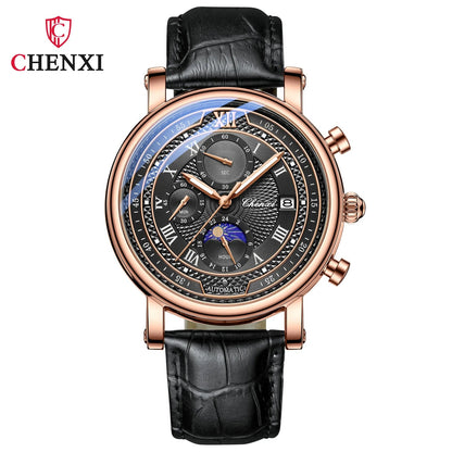 Chenxi-Montre à quartz chronographe en cuir pour homme