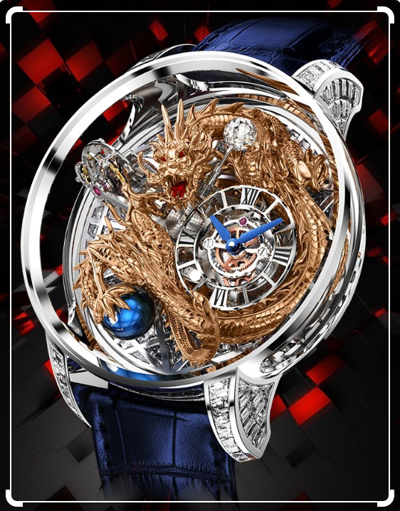Exceptionnelle montre transparente avec bracelet en cuir.