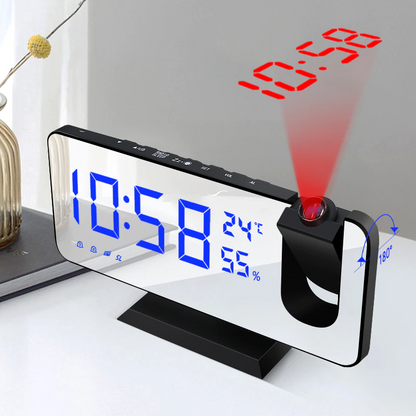 Réveil Numérique Électronique à LED et USB, Radio FM, Projecteur et Alarme.